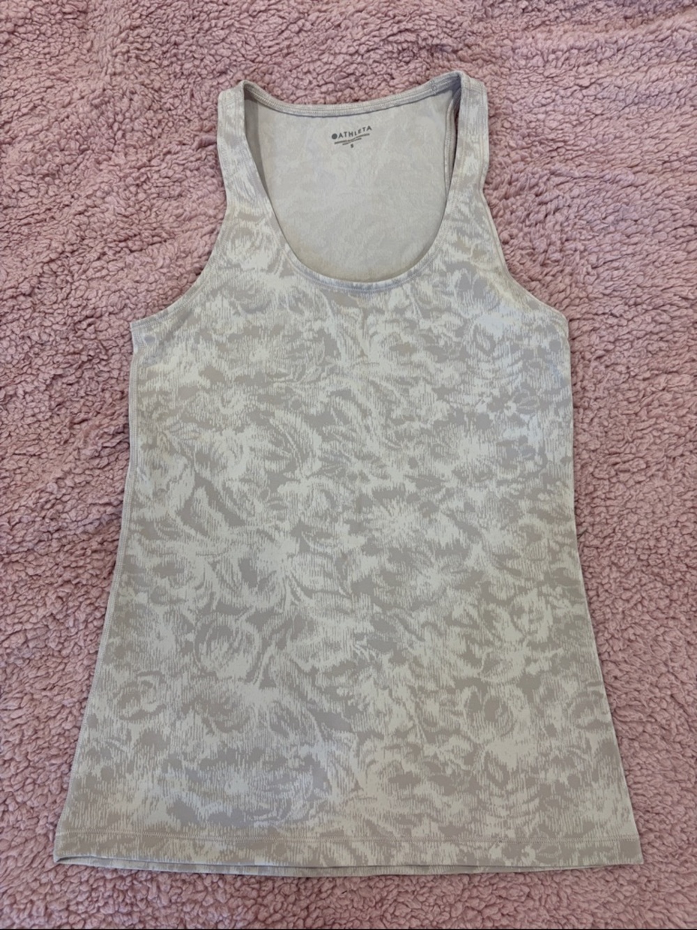 Athleta Cream and Light Gray Athletic Racerback Tanktop